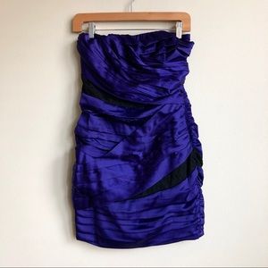 Express Purple Violet Black Lace Ruched Dress NWT